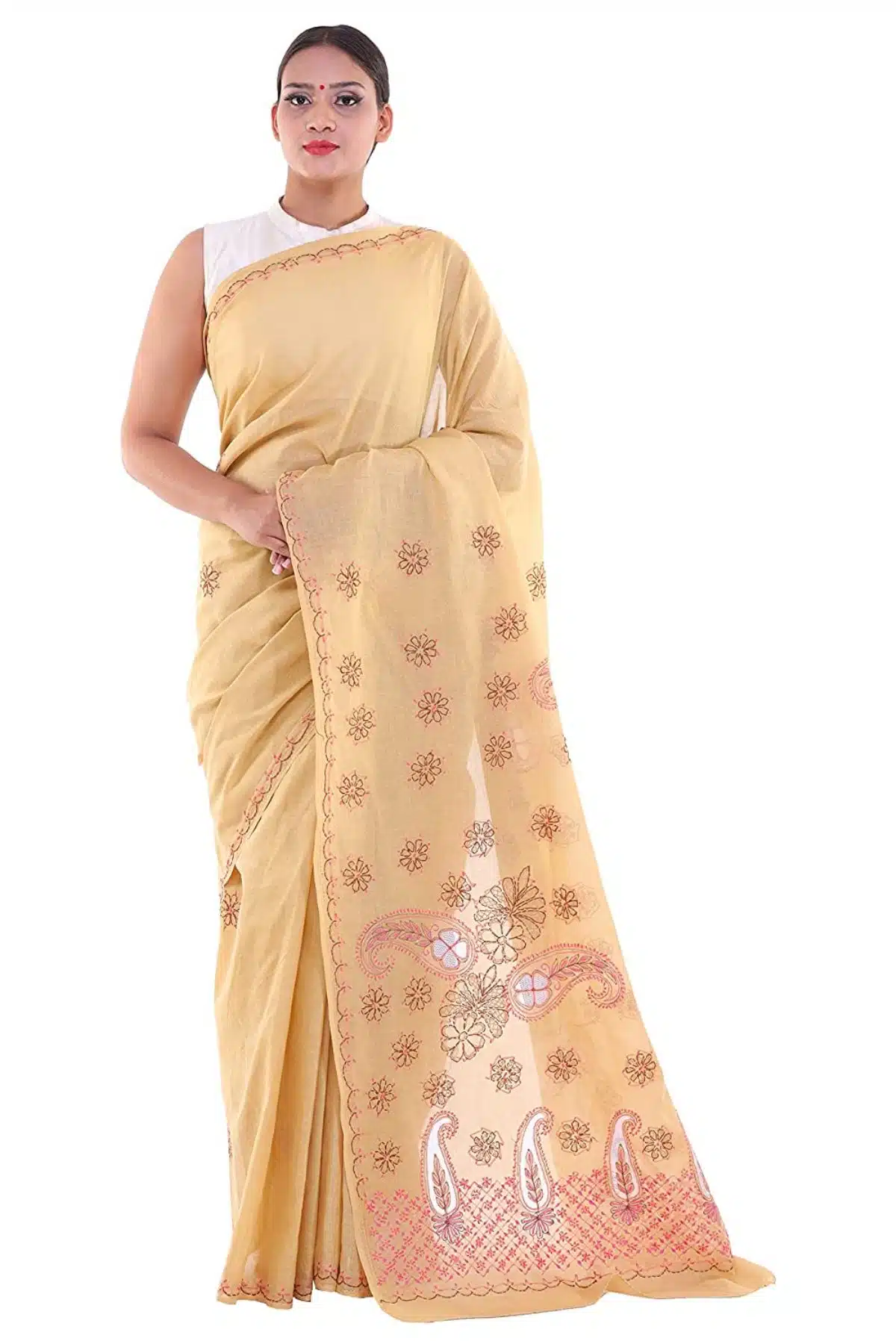 Lavangi Fawn Lucknow Chikankari Cotton Saree