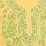 Lavangi Women's Lucknow Chikankari Yellow Unstitched Cotton Dress Material Zoom