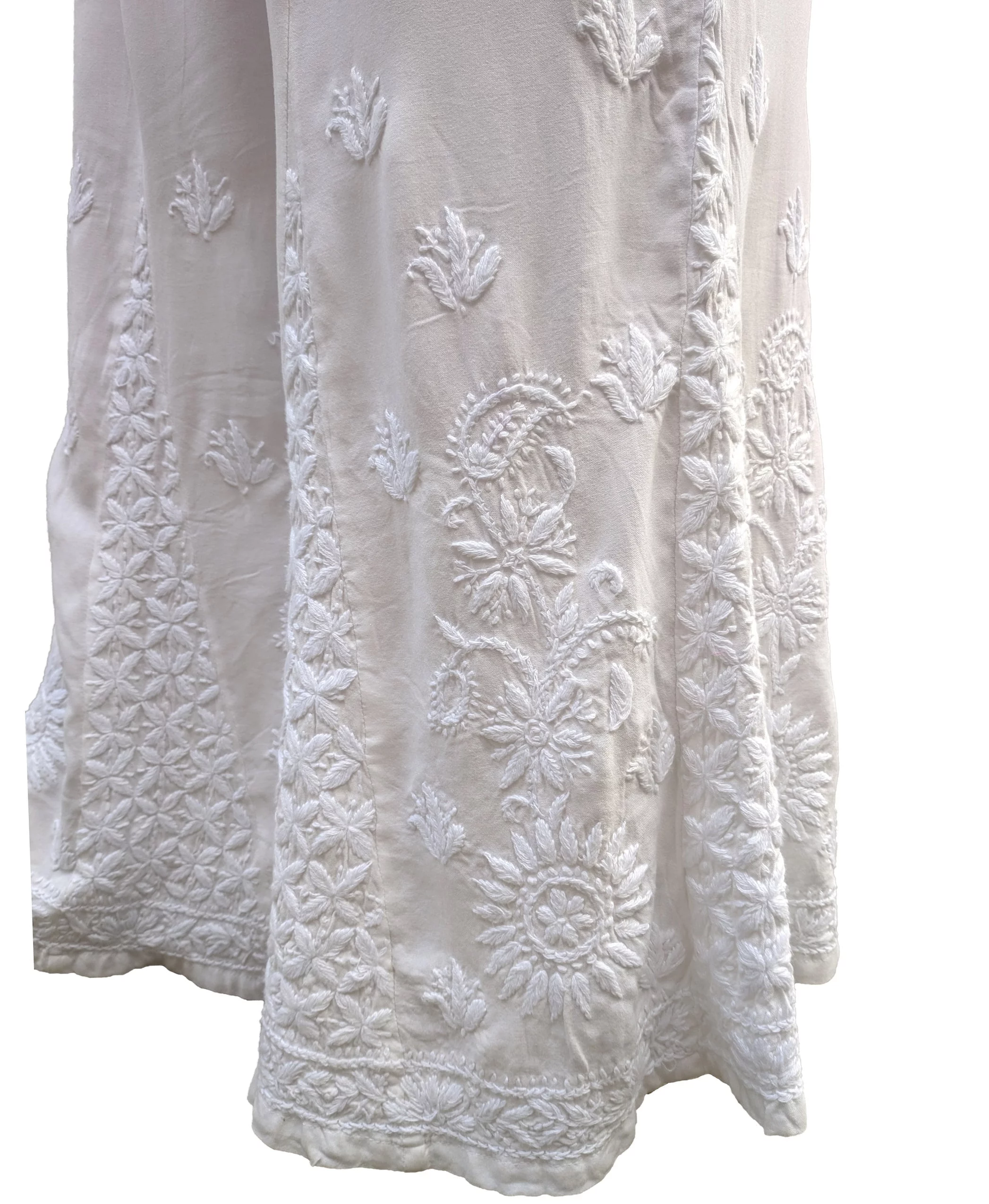Bitra Women's Embroidered Rayon Chikankari White Palazzo : :  Fashion