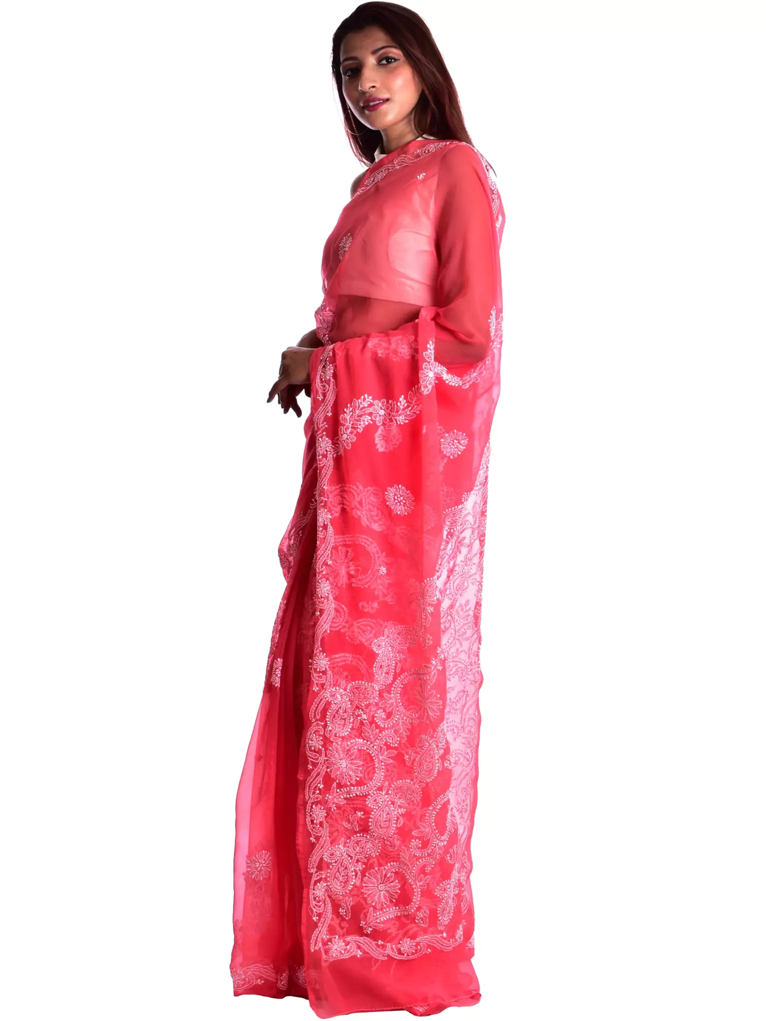 Lavangi Women Lucknow Chikankari Gajiri Georgette Saree