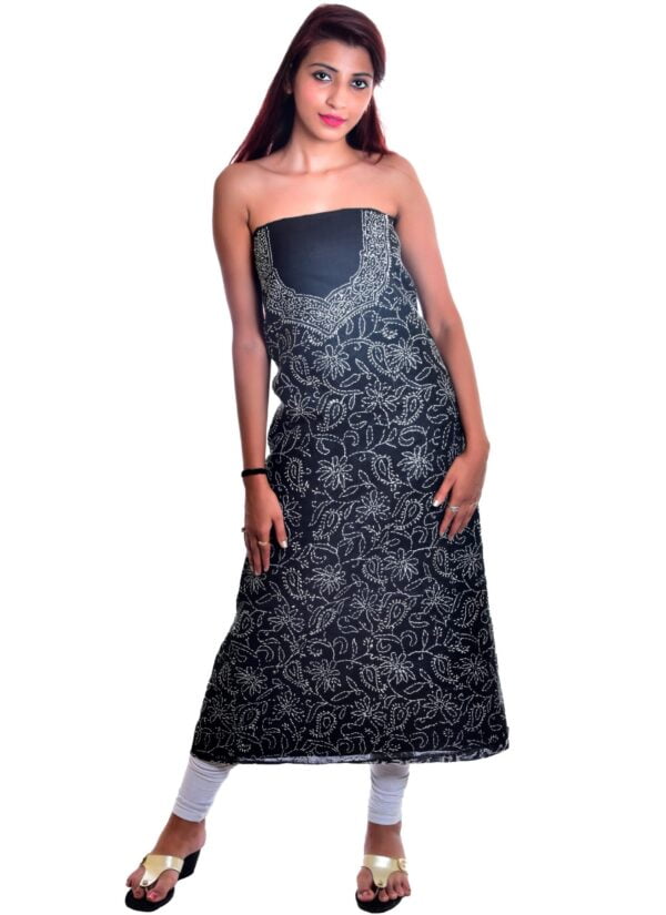 Lavangi Unstitched Black Cotten Front Jaal Dress Material