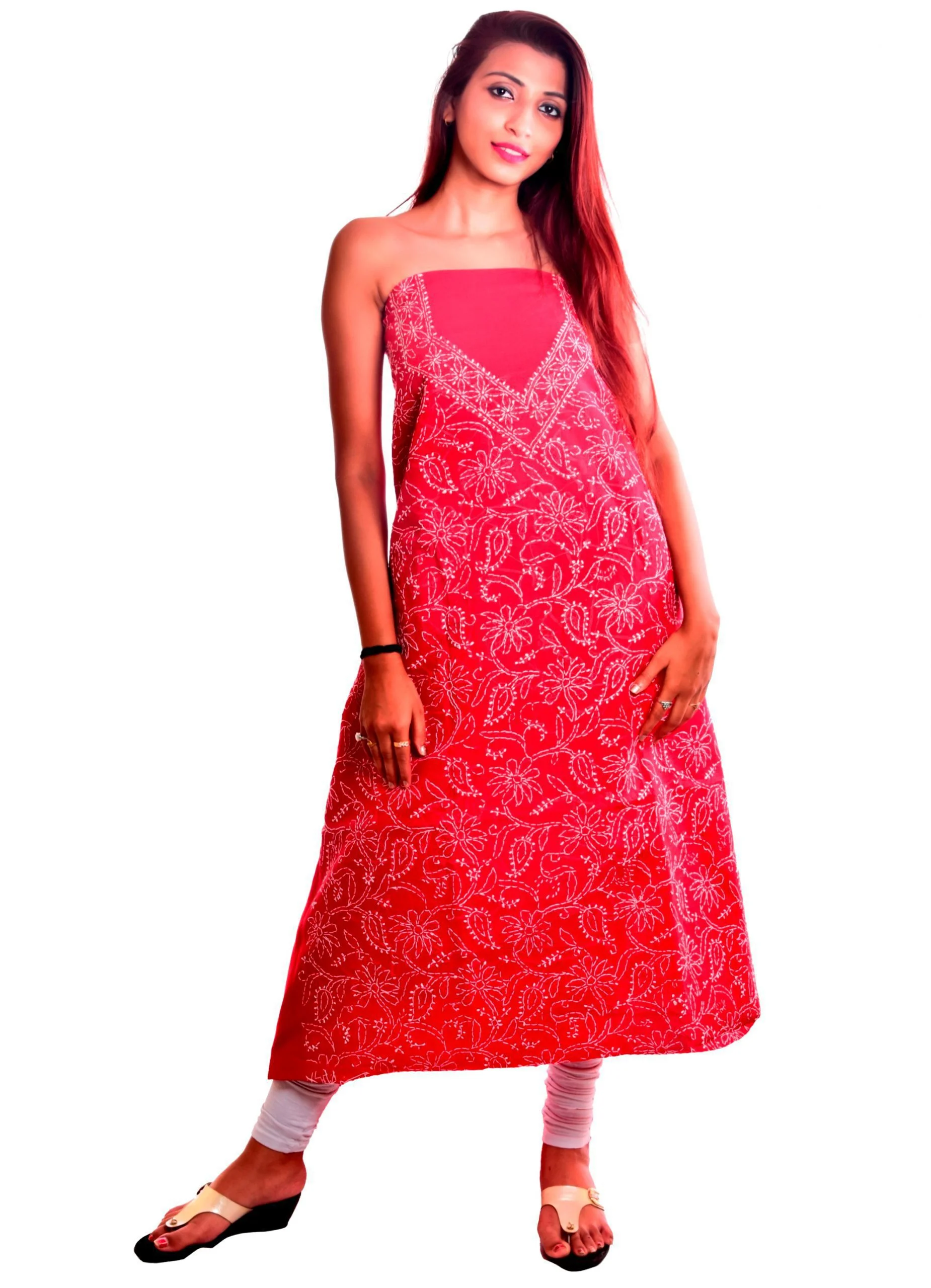 Lavangi Unstitched Maroon Cotten Front Jaal Dress Material