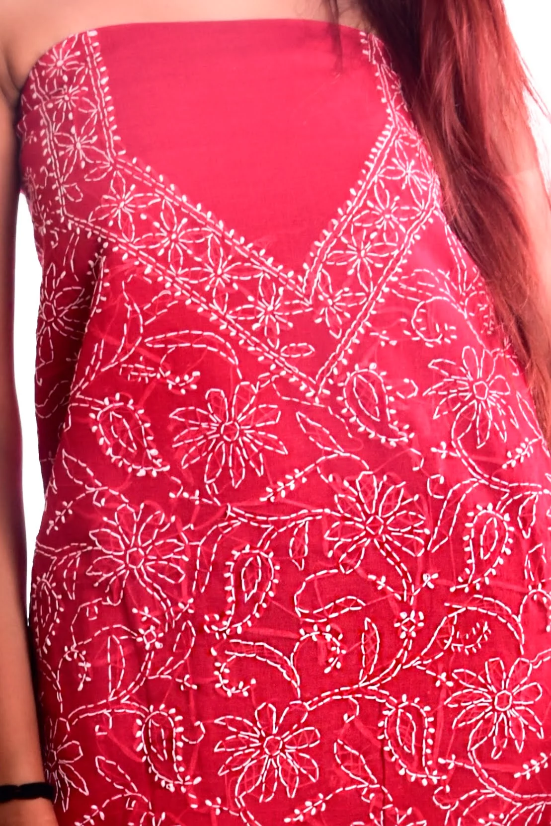 Lavangi Unstitched Maroon Cotten Front Jaal Dress Material