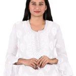 Lucknow Chikankari White Boota Jaal  Faux Georgette Kurti