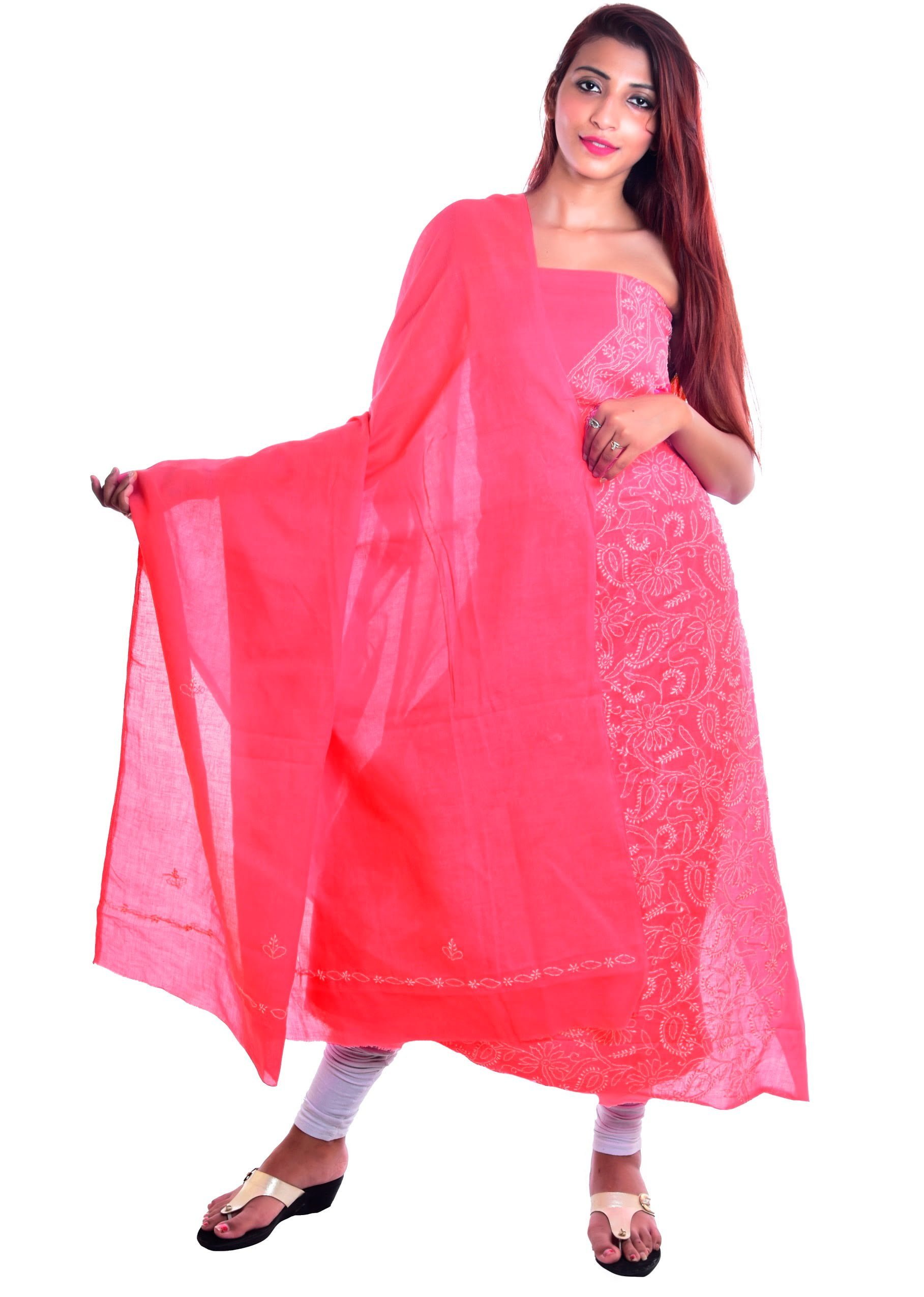 Lavangi Lucknow Chilkan Front Jaal Dark Gajiri Dress Material