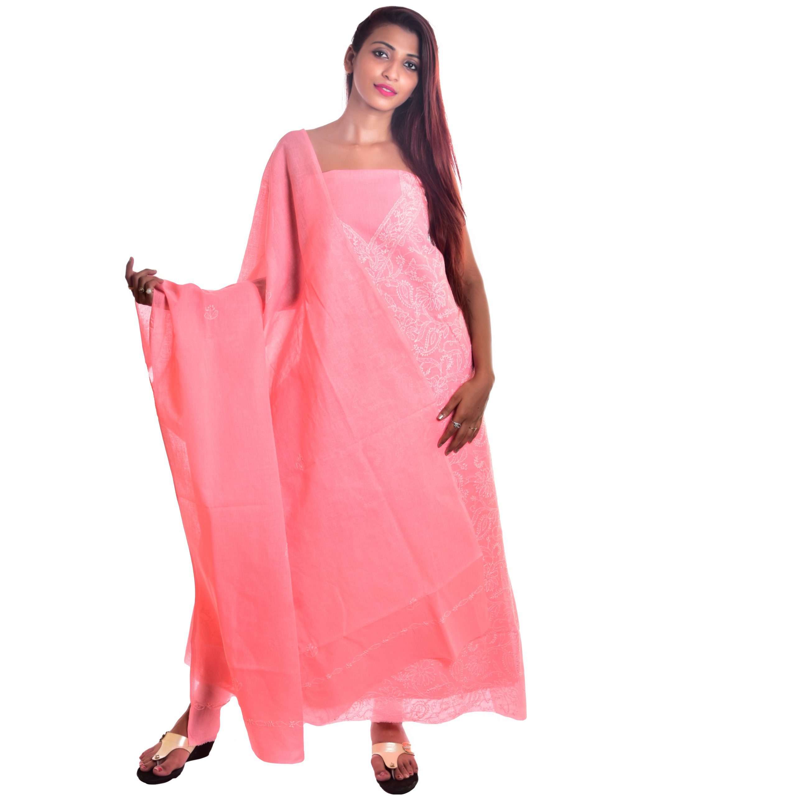 Lavangi Lucknow Chikankari Front Jaal Unstitched Dress Material