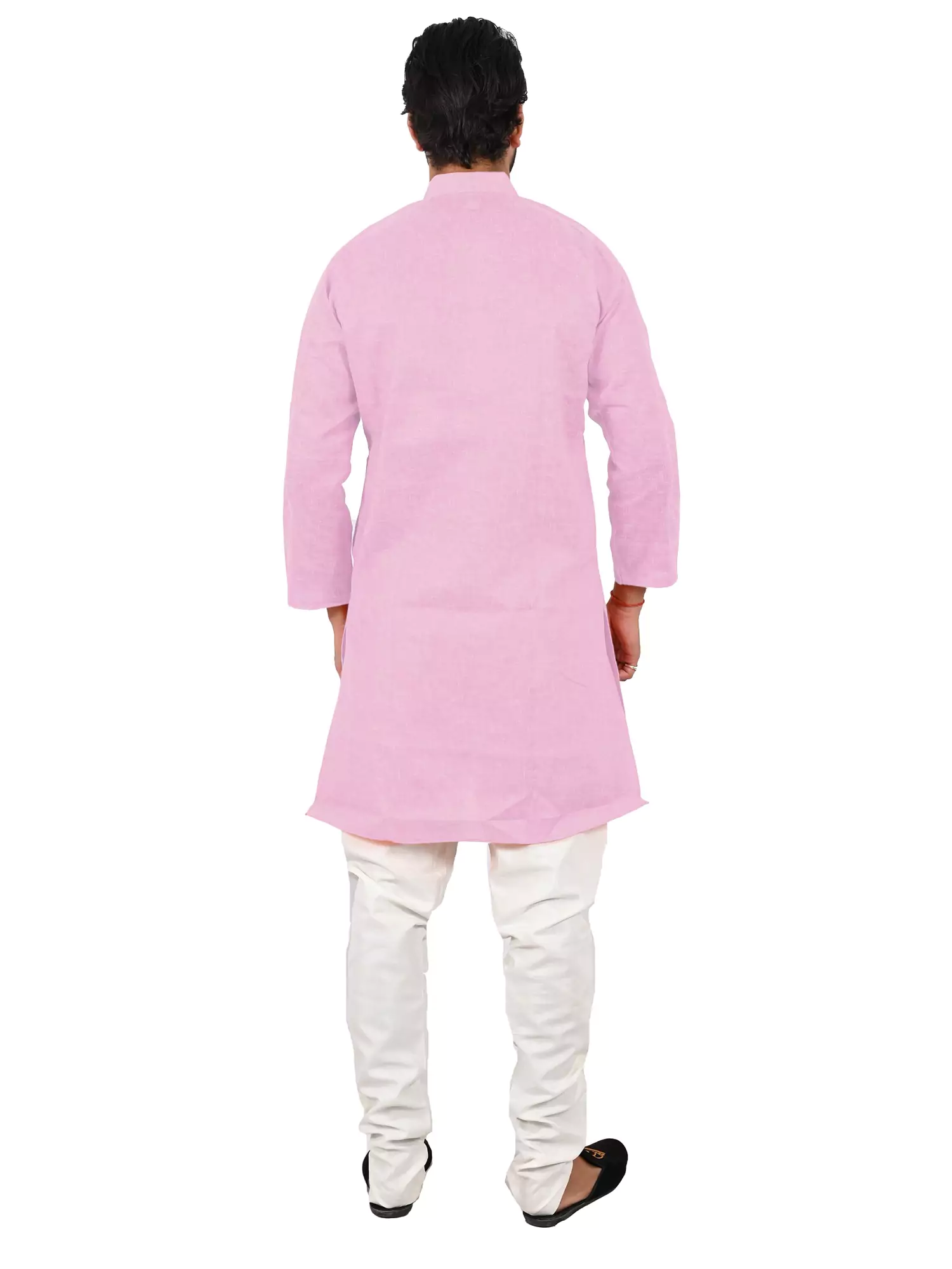 Lavangi Men Lucknow Chikankari Jute Cotton Baby Pink Kurta Pajama Set